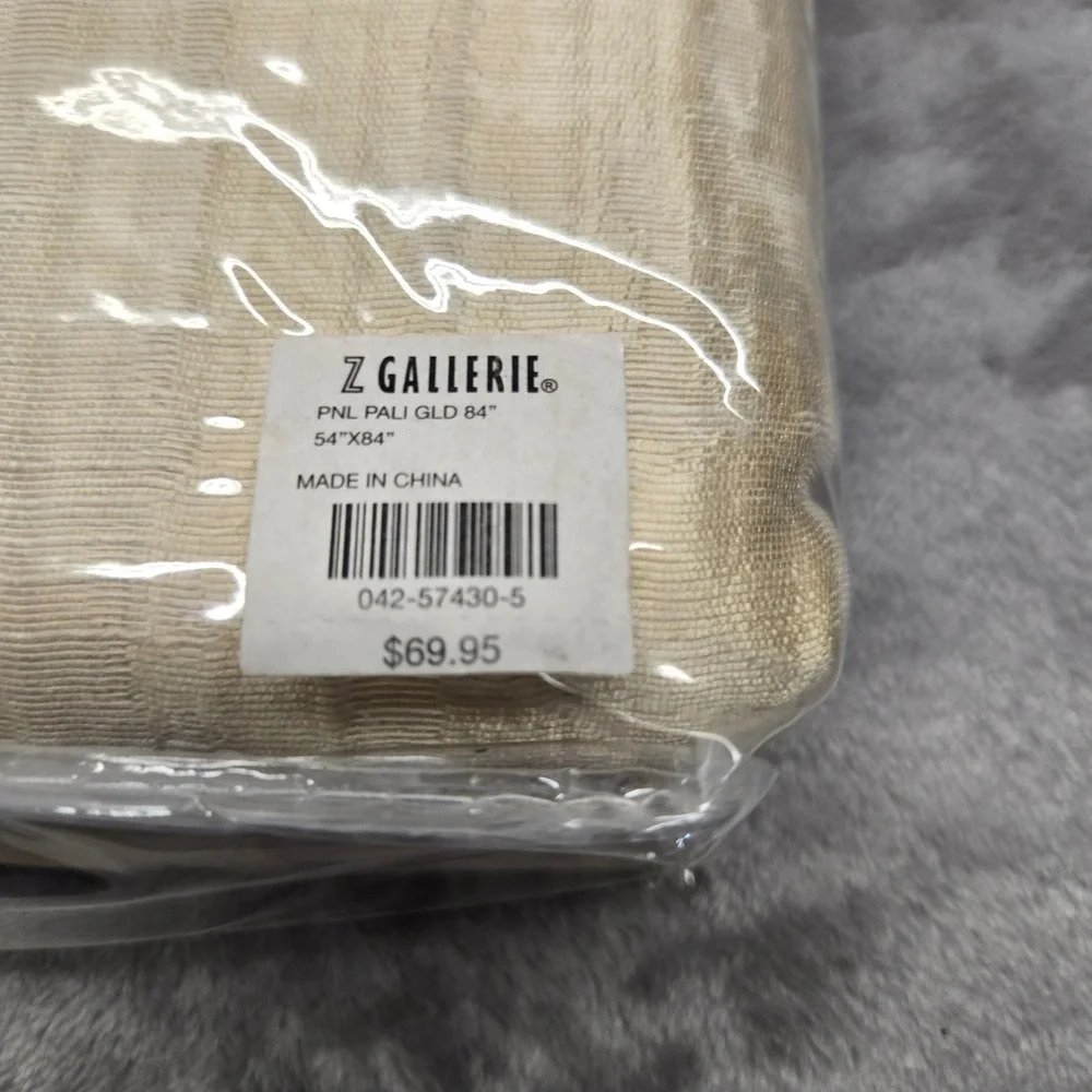 Z Gallerie‎ Pali Gold Drapery Panel 54x84 Textured Rod Pocket Back Tab Curtain